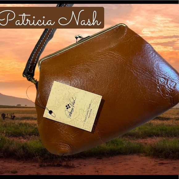 Patricia Nash Designs Clutch Italian Savena Tan Leather Wristlet NWT - Picture 2 of 9